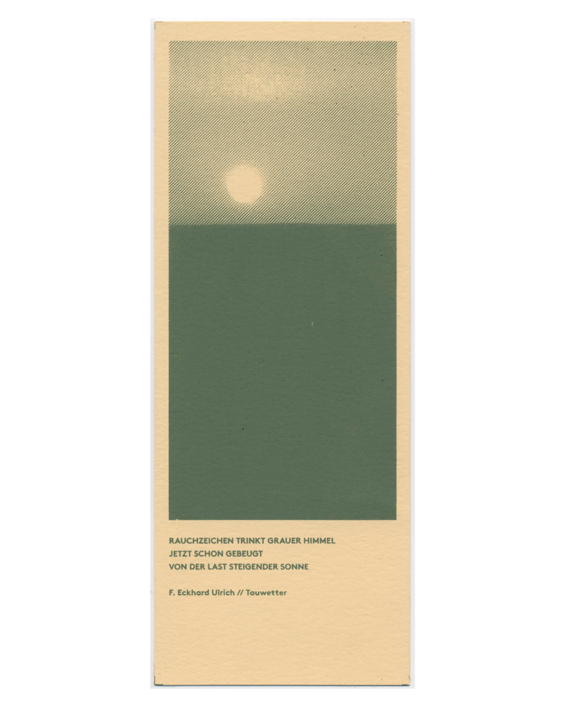 Handsiebdruck-Stehbild mit Text von F. Eckhard Ulrich