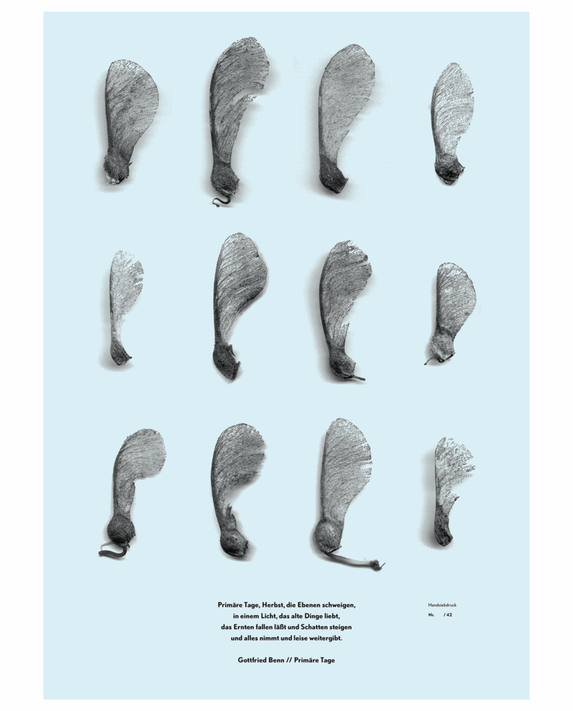 Poster Neumark mit Text von Gottfried Benn im Handsiebdruck
